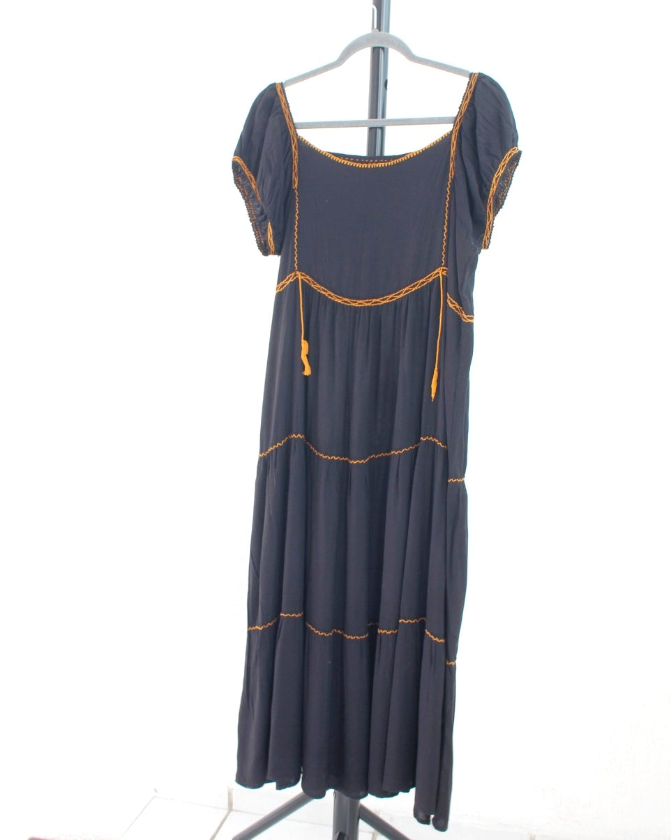 Vestido Gloria Negro Amarillo  S M L