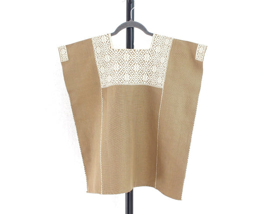 Huipil Corto Laura Verde Olivo Blanco