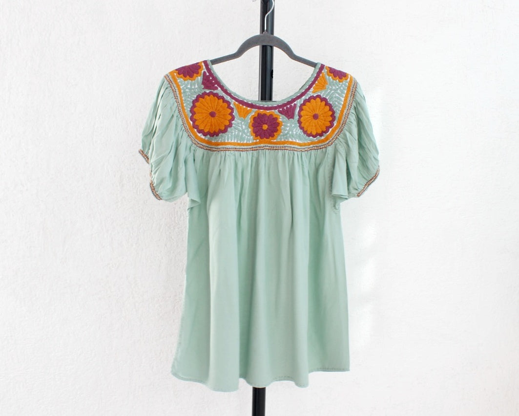 Blusa Aguacatenango Menta Amarillo
