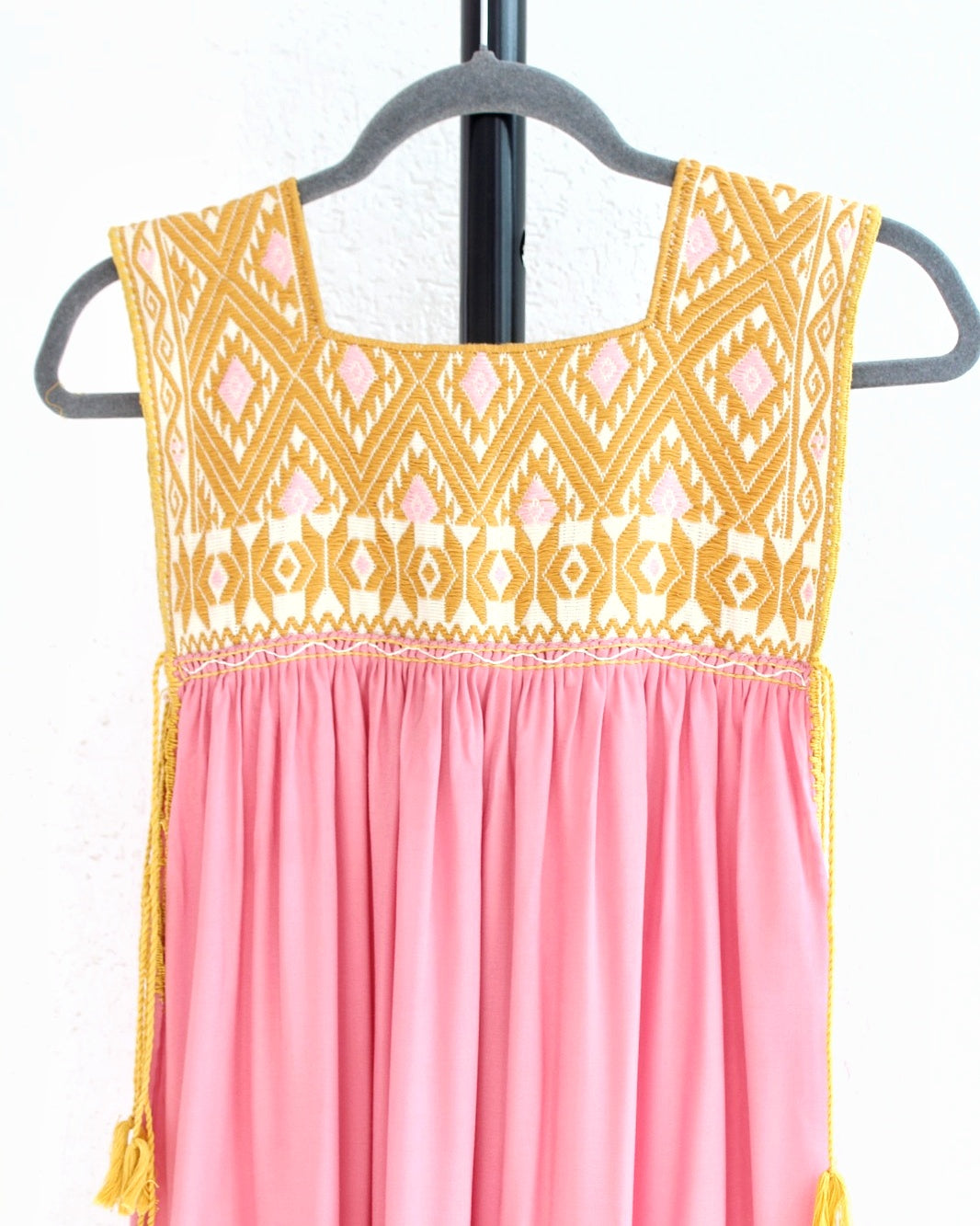 Vestido Teresa Rosa Amarillo Telar Unitalla