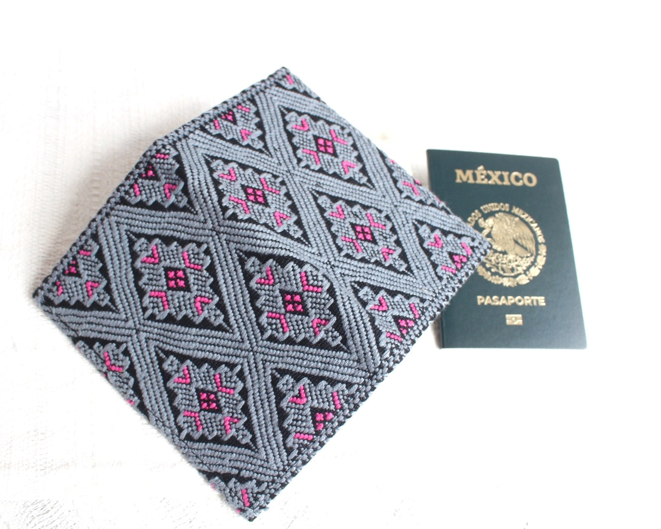 Porta Pasaporte Estrellas Gris Rosa