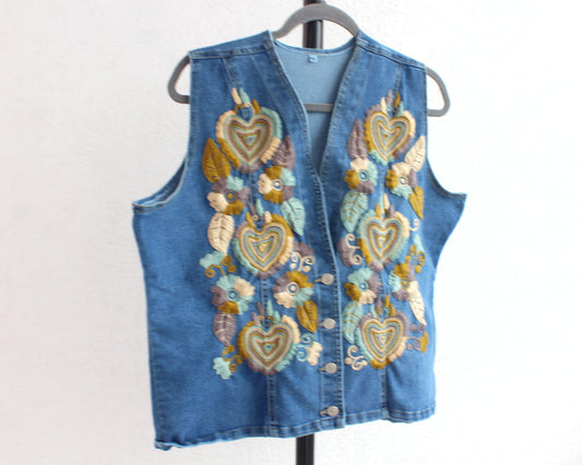 Chaleco Flores Verde Menta 2XL