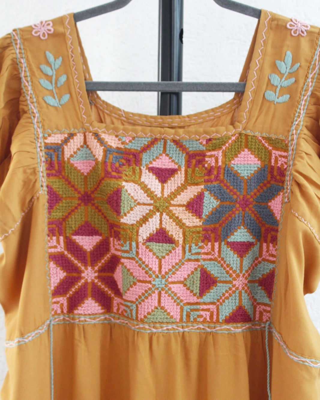 Vestido Maribel Flores Amarillo Mostaza L / XL