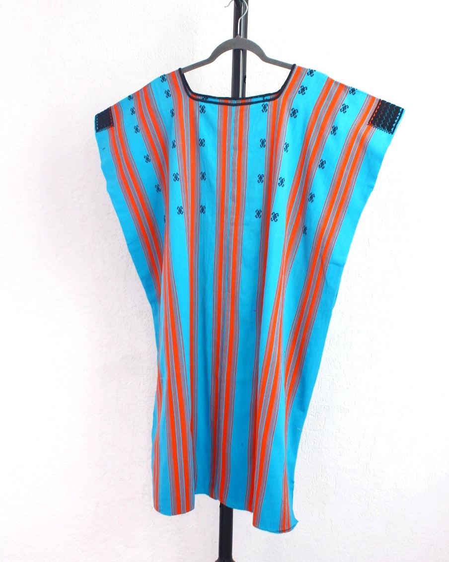 Huipil Pantheló Azul y Naranja