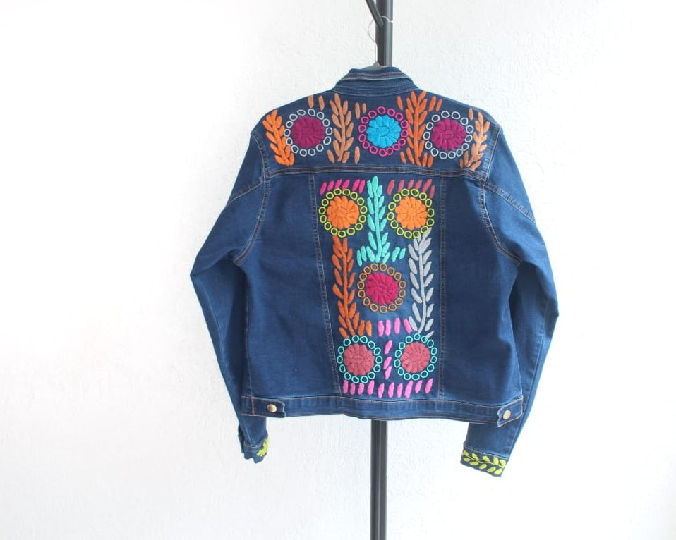 Chamarra Mezclilla 2XL Rococo Turquesa Rosa