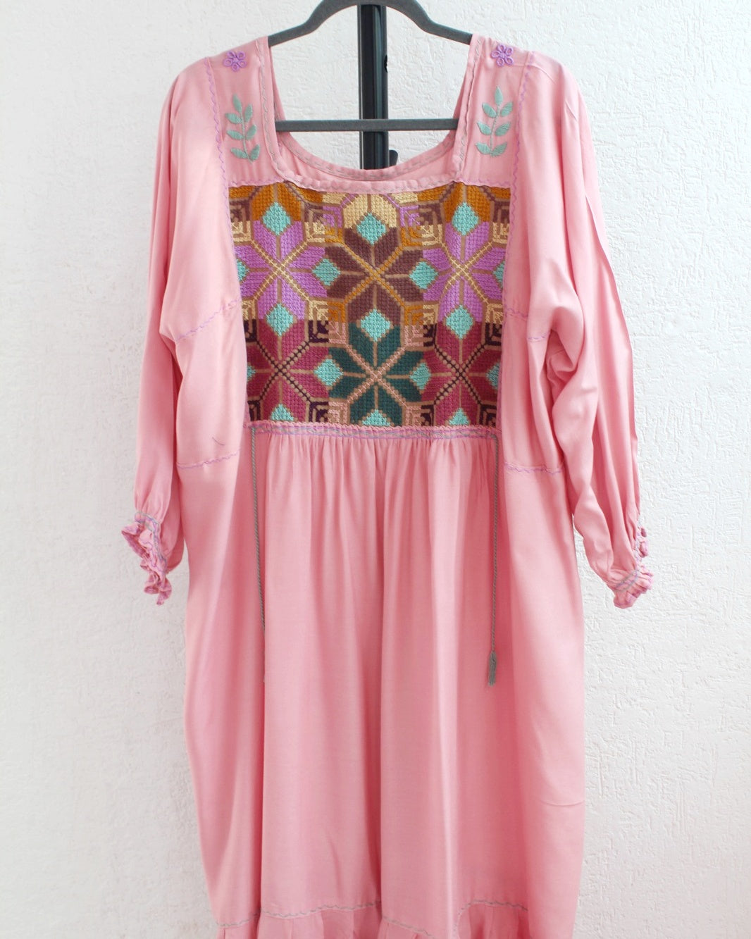 Vestido Julia Flores Manga  XL / XXL Rosa Pastel