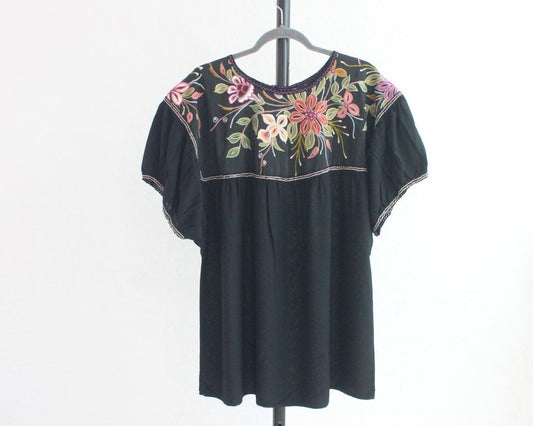Blusa Abigail Flores Negro  XXL - XXXL