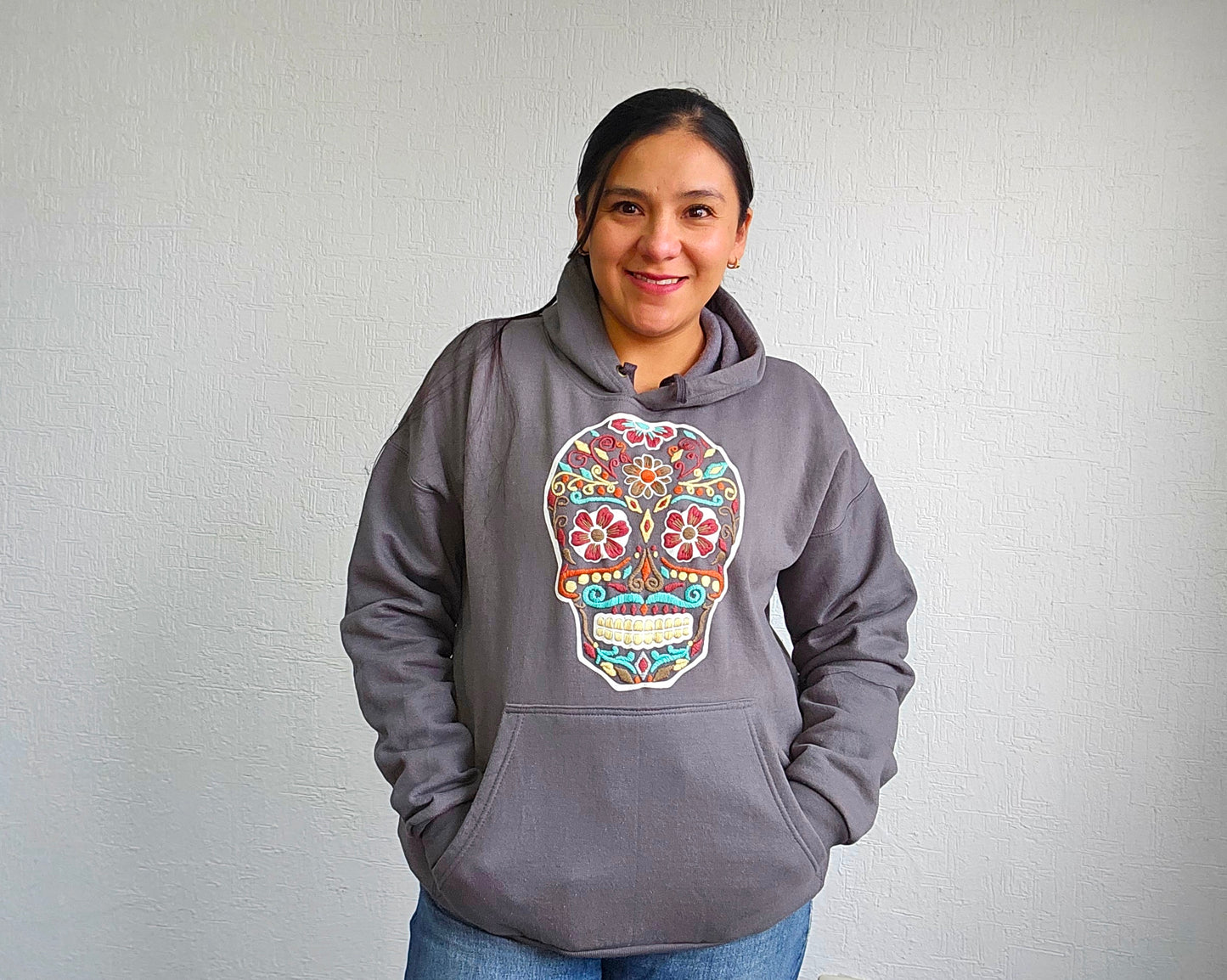 Sudadera 2XL Calavera Gris