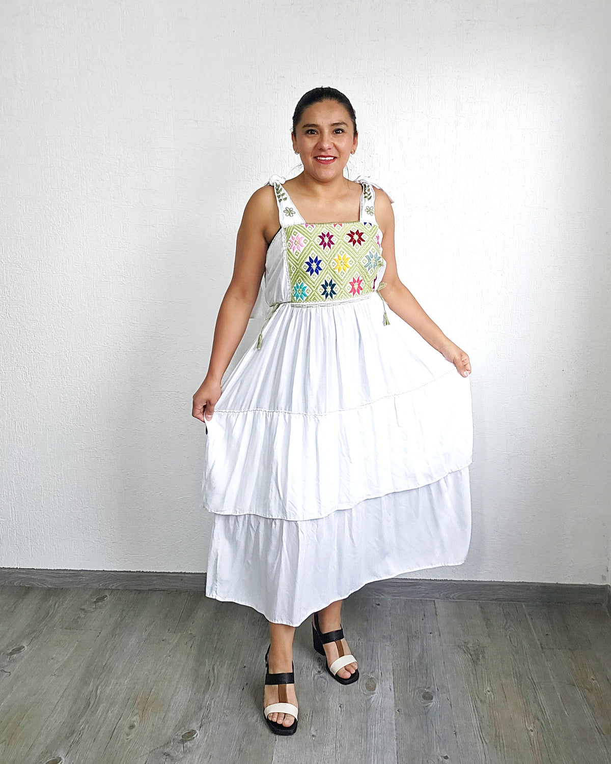 Vestido Fatima Telar Blanco Colores XL -XXL