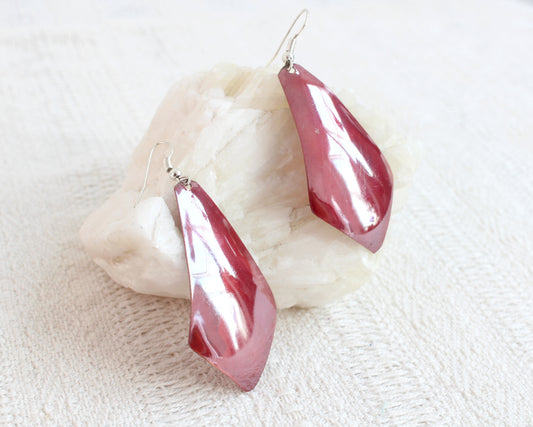 Aretes Cobre Rombos Rojo
