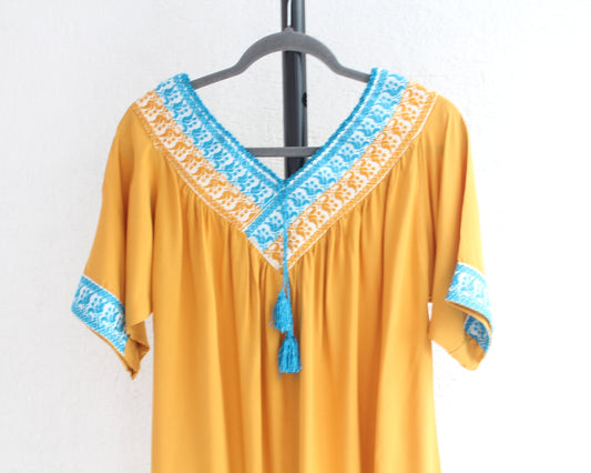 Blusa Cuello V Amarillo Azul