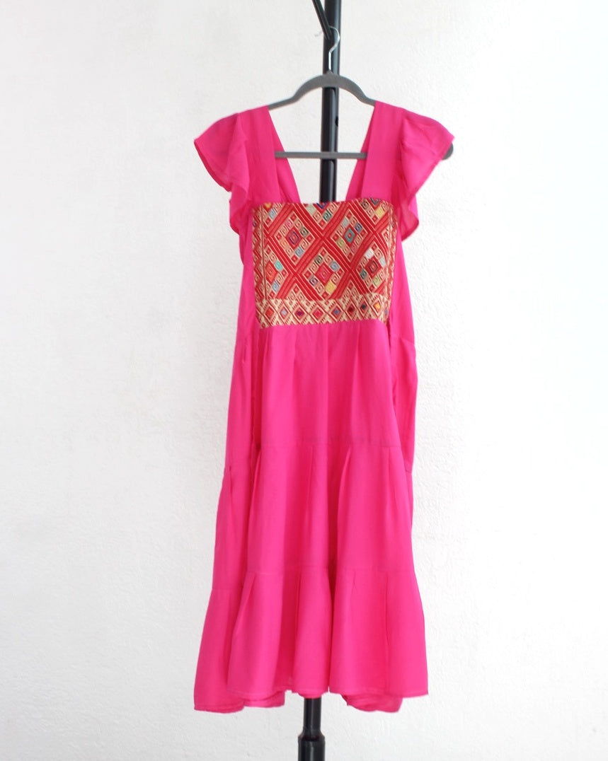Vestido Anita Corto Rosa Mexicano