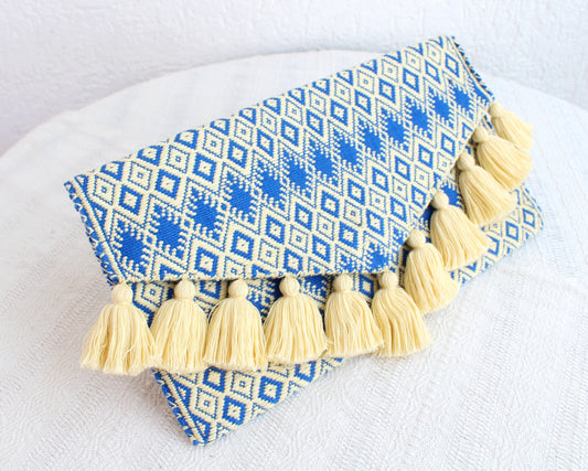 Clutch Artesanal SCH ’IXAL Corona Amarillo Azul