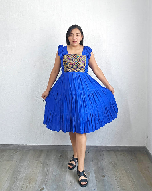 Vestido Anita Corto Azul Amarillo