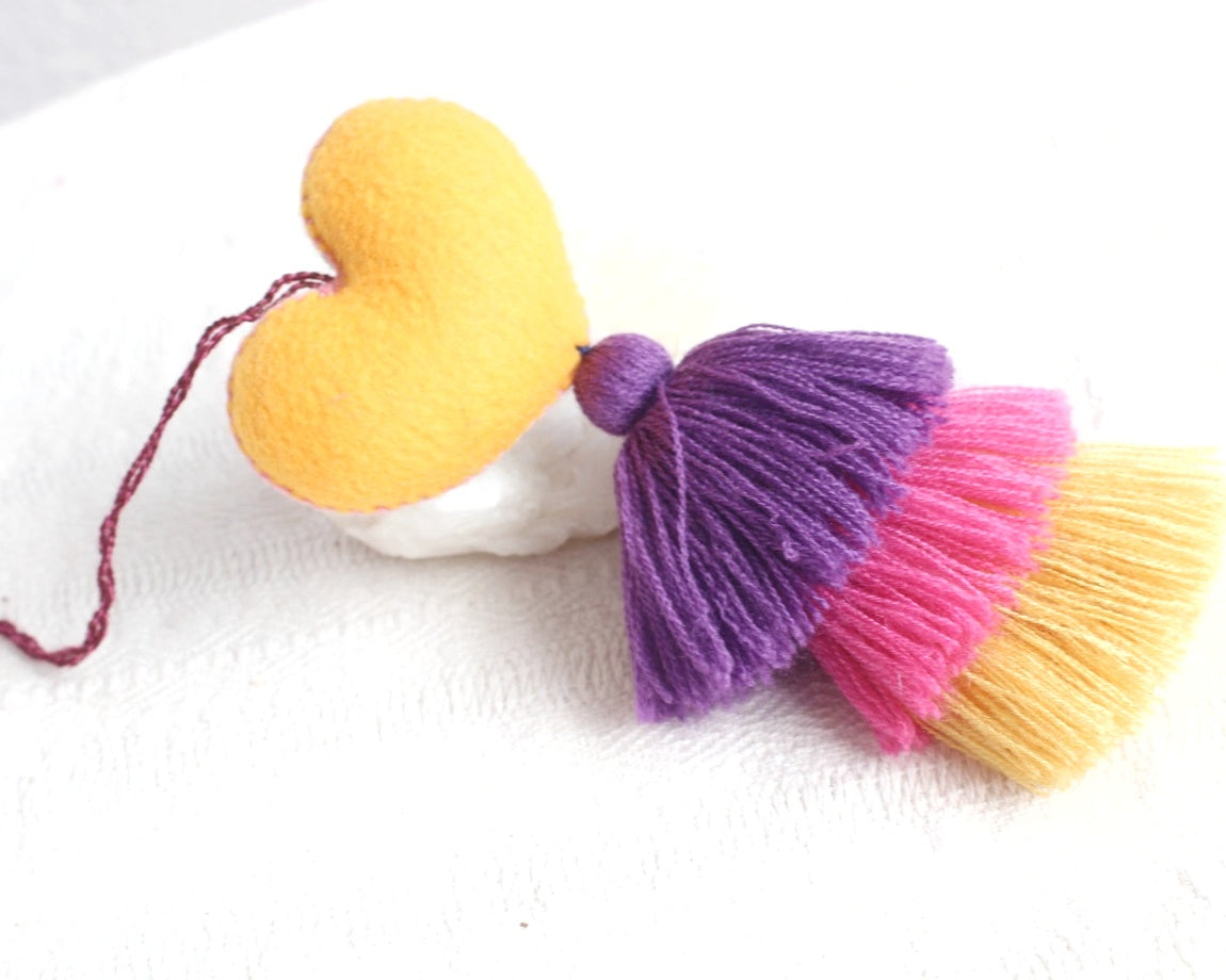 Corazón Flor Rococo Morado Rosa Amarillo