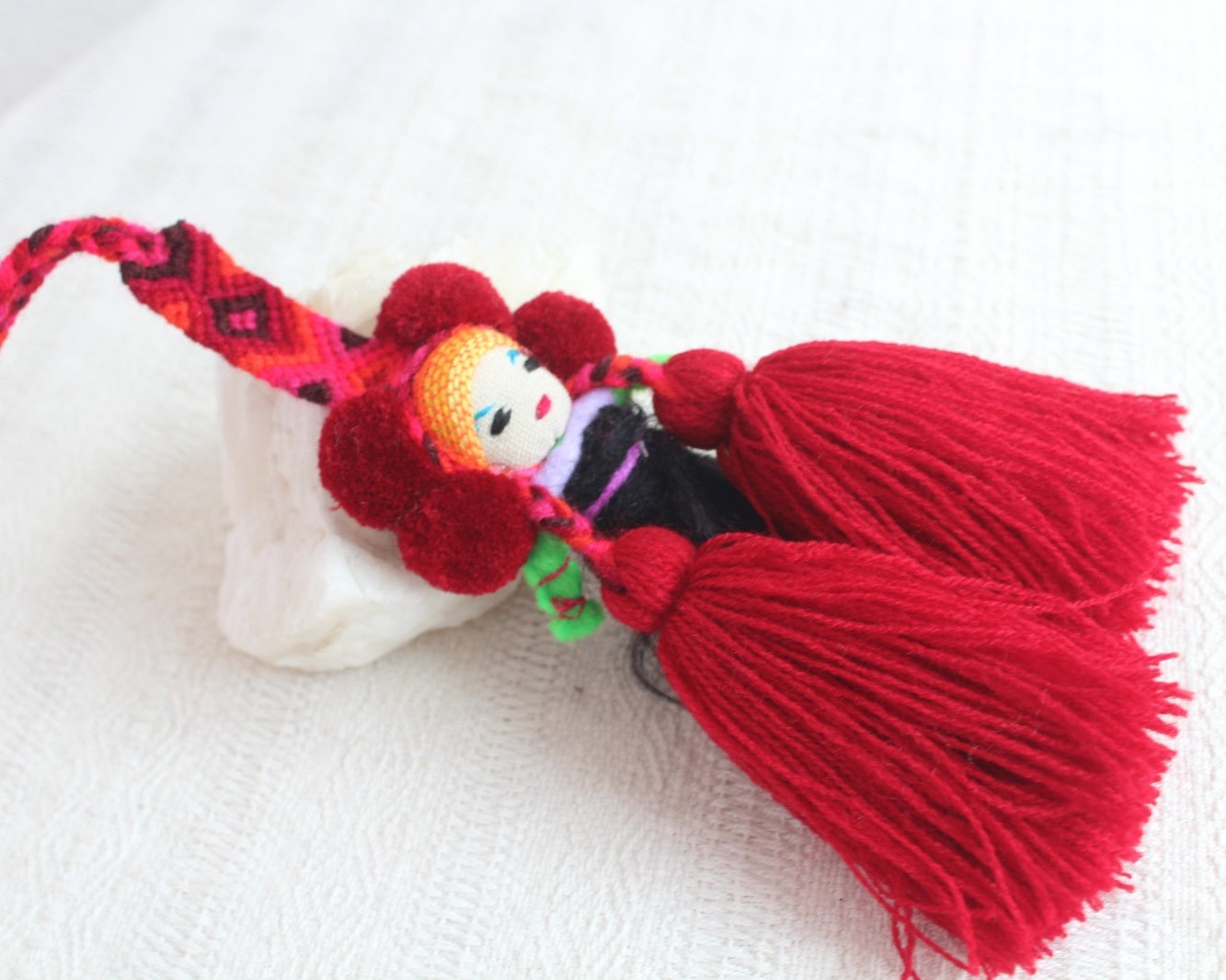 Muñequita Chamula Pompones Rojo