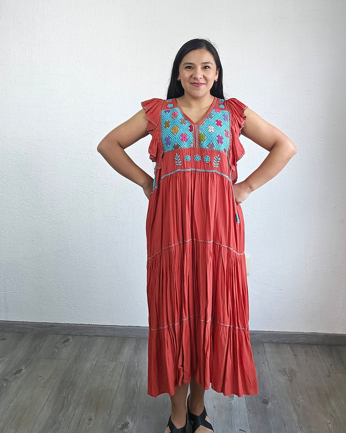 Vestido Antonia Naranja Turquesa 2XL