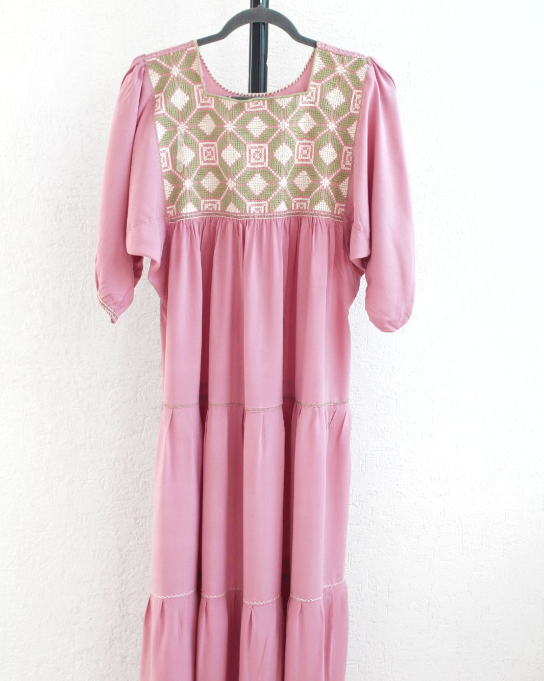 Vestido Maria Flores Rosa Verde L / XL