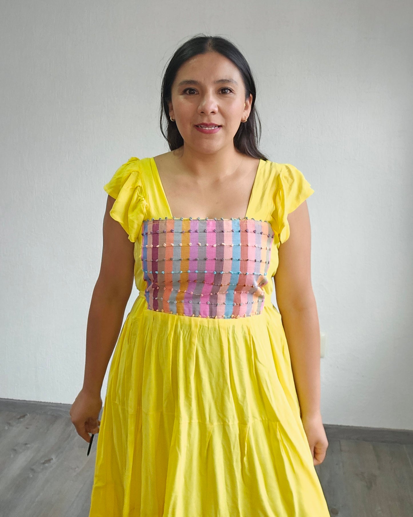 Vestido Anita Corto Nuditos Amarillo