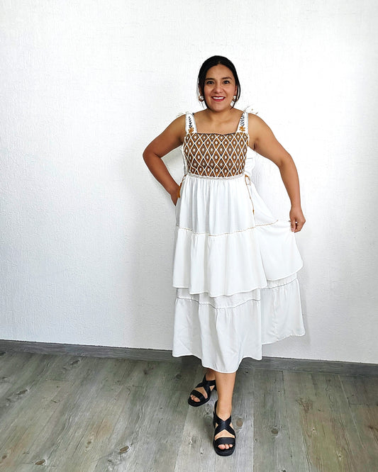 Vestido Fatima Telar Blanco XL -XXL