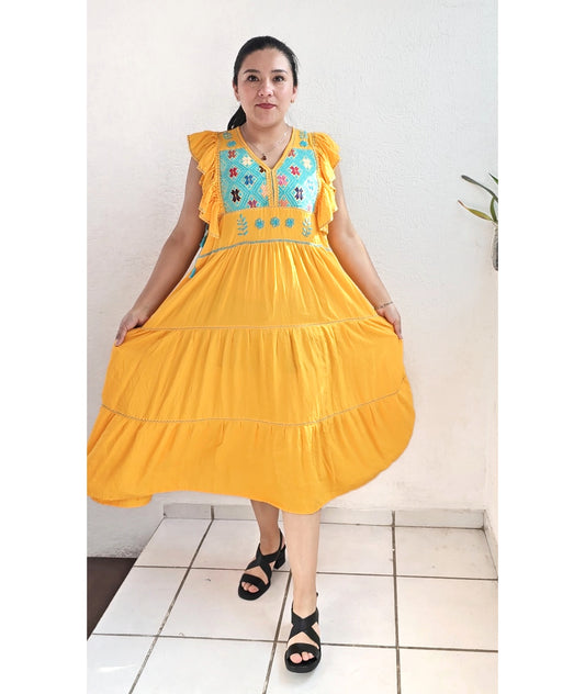 Vestido Antonia Amarillo Turquesa 2XL