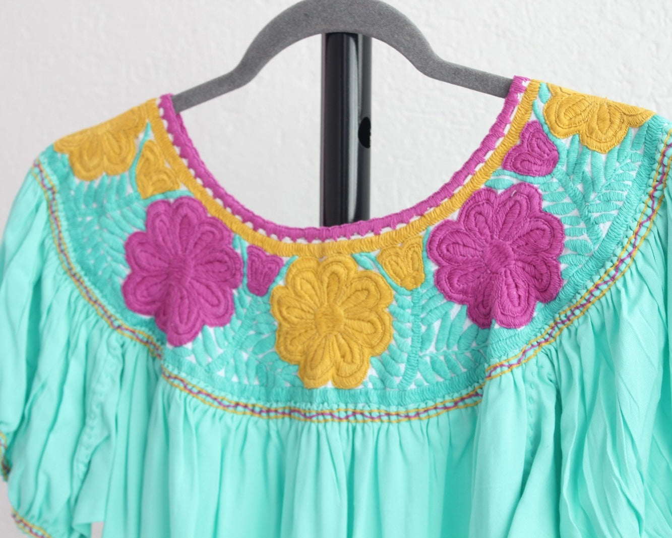 Blusa Aguacatenango Aqua Amarillo Rosa