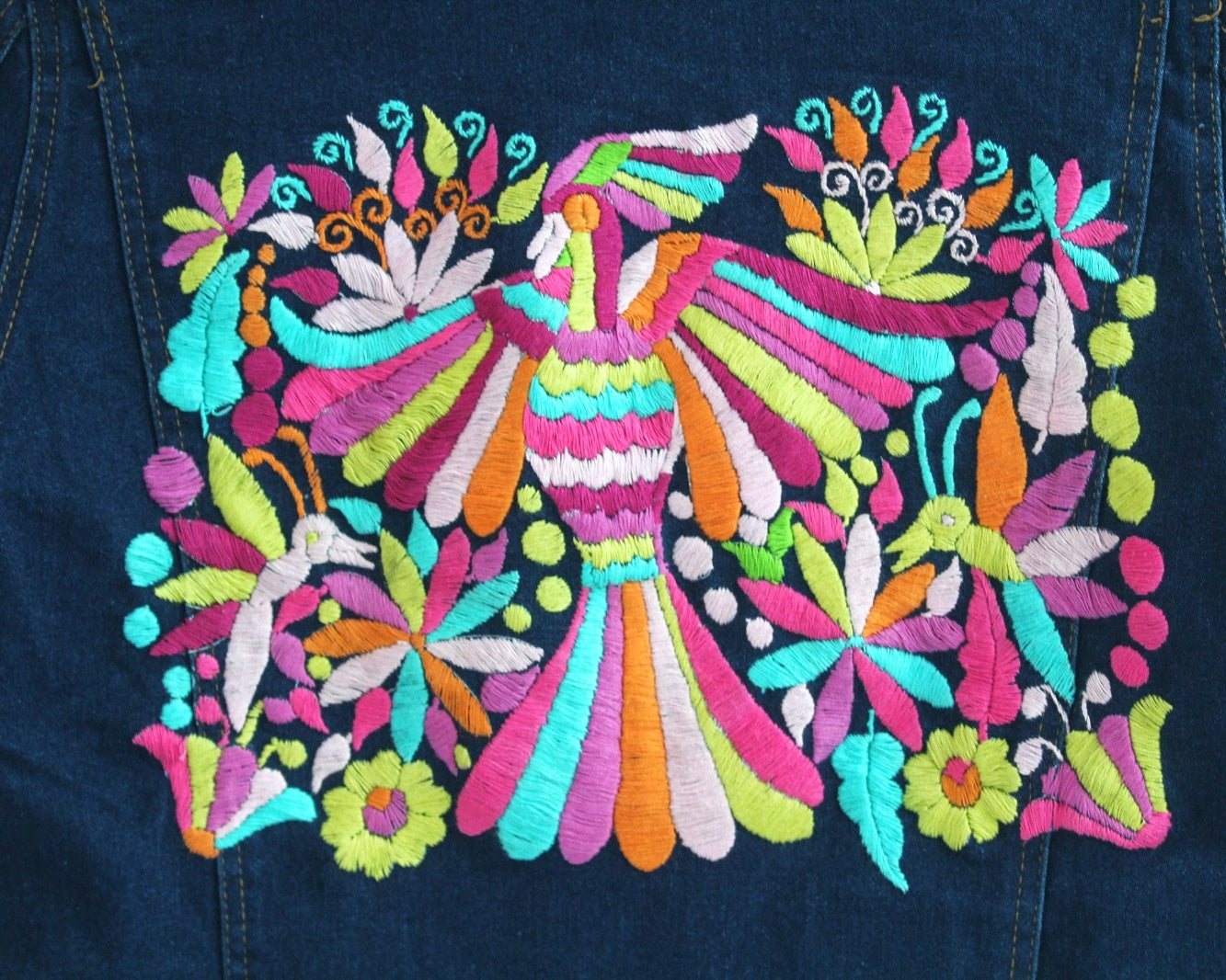 Chamarra Mezclilla G Tenangos Colores Rosa Turquesa