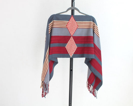 Jorongo Rombos Gris Rojo Beige