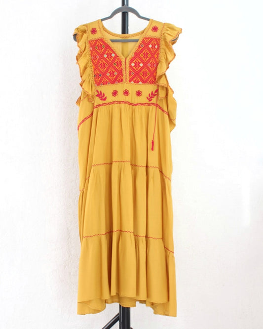 Vestido Antonia Amarillo Rojo
