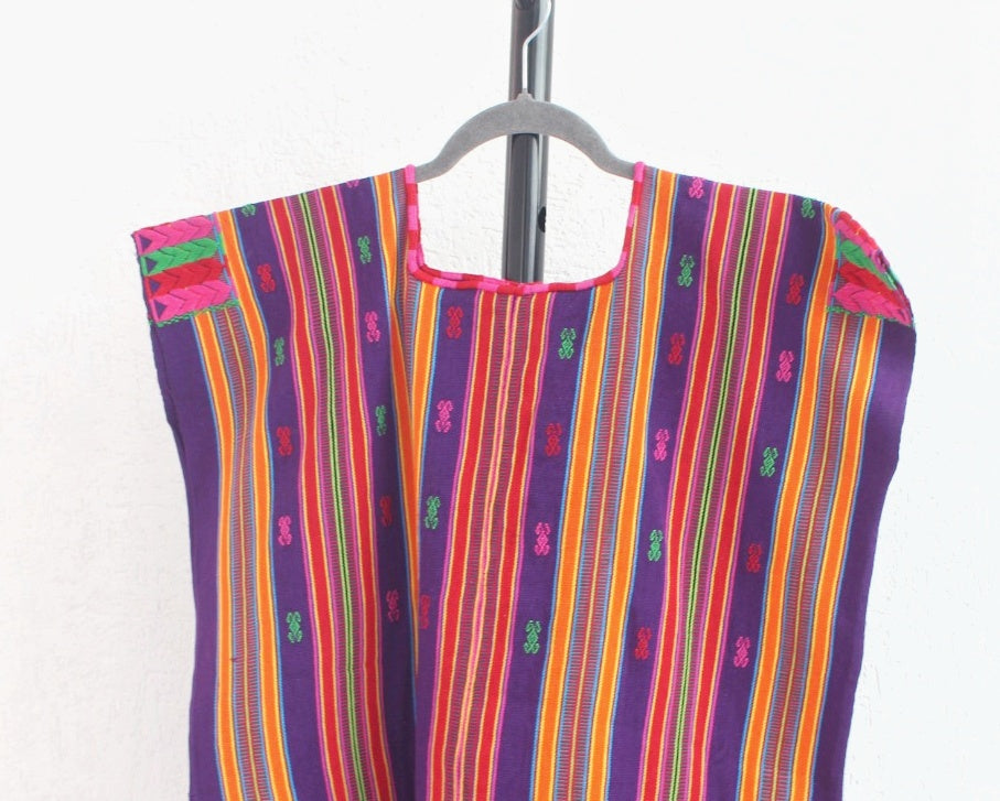 Huipil Corto Pantheló Morado Naranja