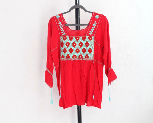 Blusa Julia Rojo Turquesa Unitalla