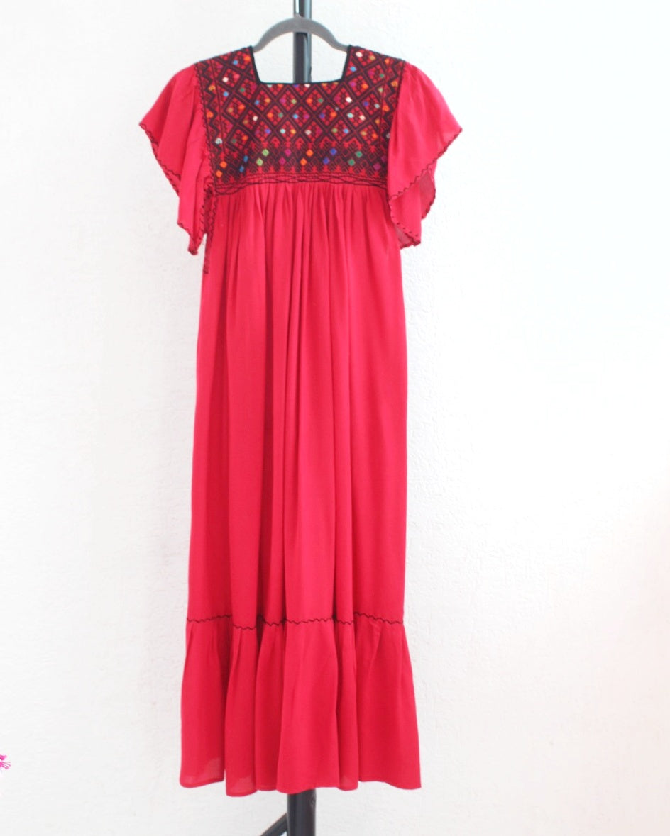 Vestido Cristiana Rombos Rojo Negro Ch