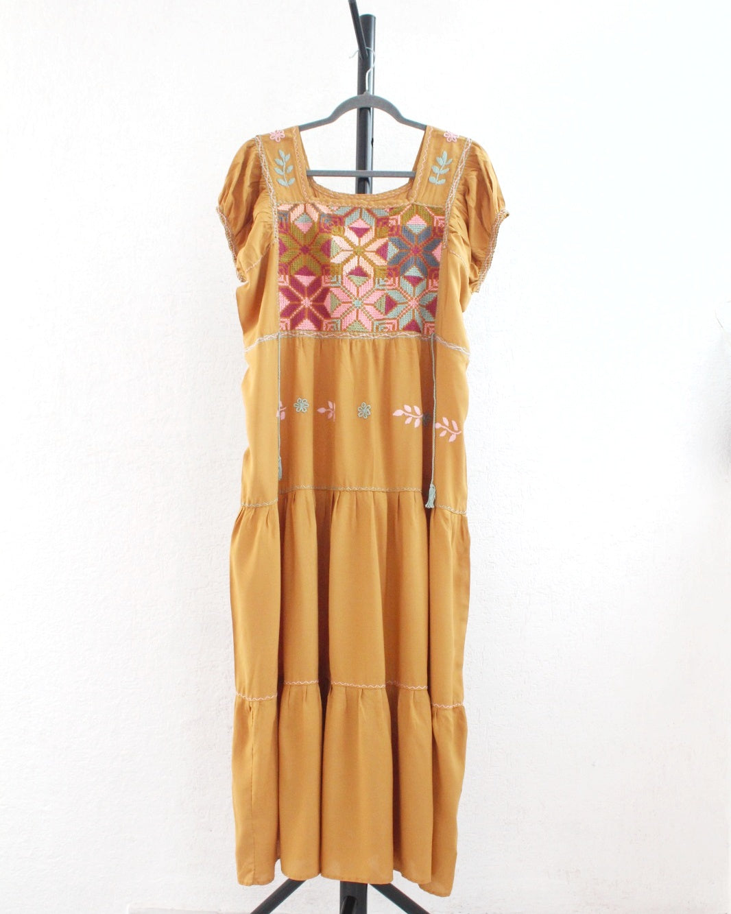 Vestido Maribel Flores Amarillo Mostaza L / XL