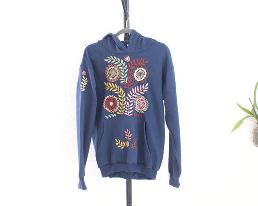 Sudadera XL Rococo Azul Marino Florecitas