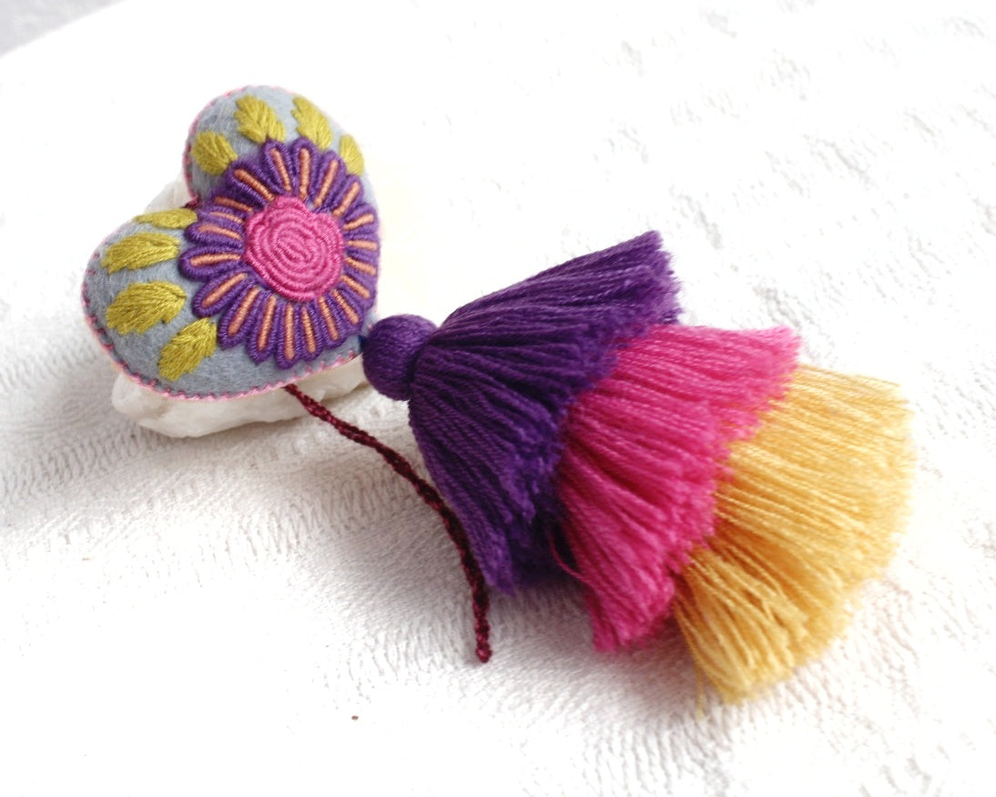 Corazón Flor Rococo Morado Rosa Amarillo