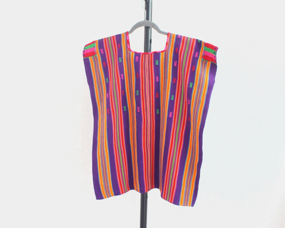 Huipil Corto Pantheló Morado Naranja
