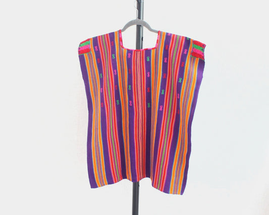 Huipil Corto Pantheló Morado Naranja
