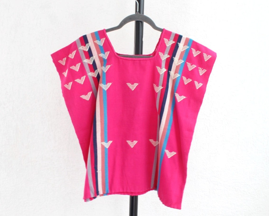 Huipil Corazones Rosa Blanco
