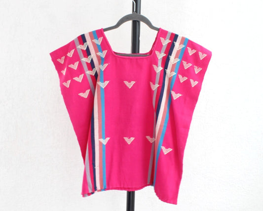 Huipil Corazones Rosa Blanco