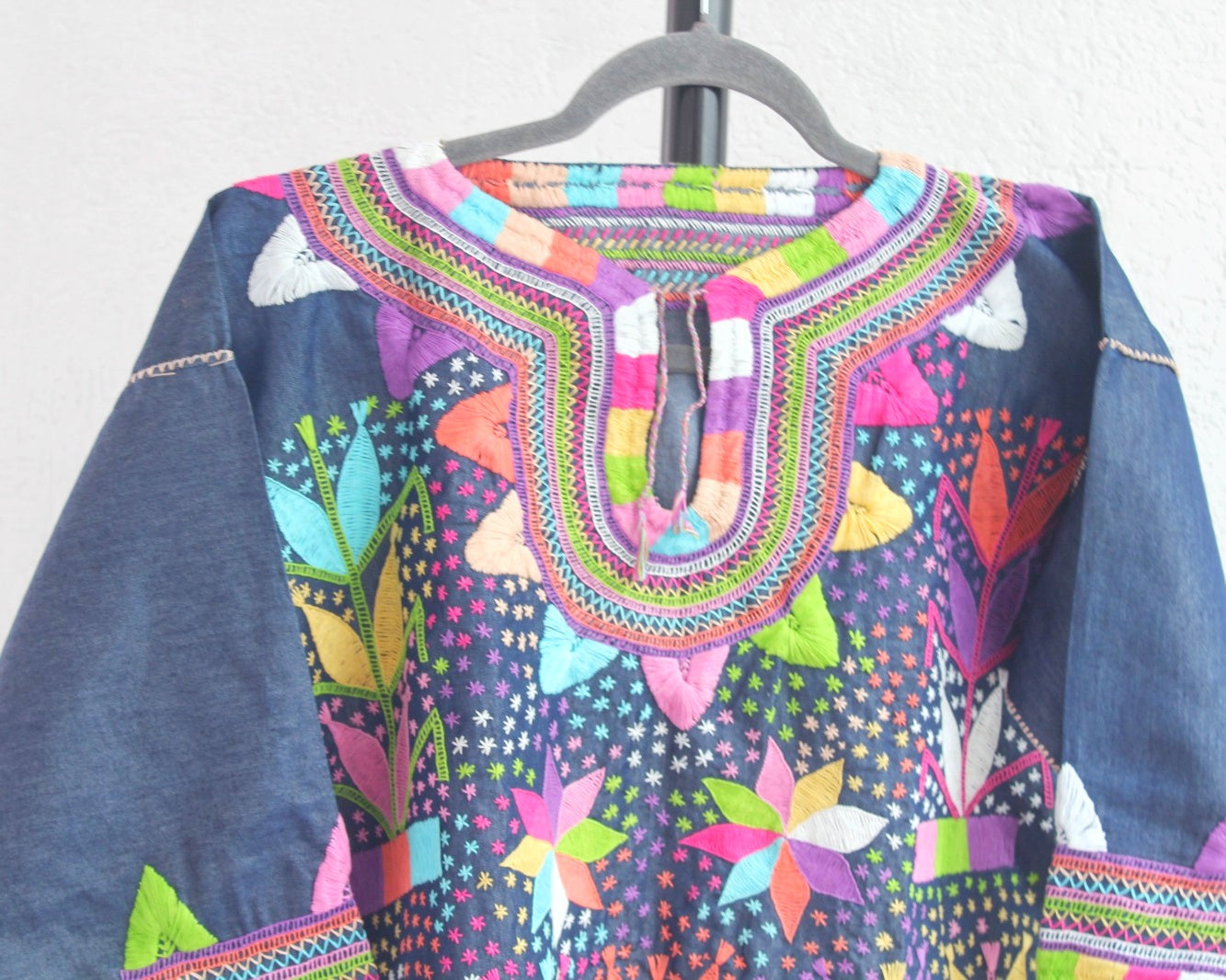 Blusa Milpa CH-M Mezclilla Blanco Verde Rosa