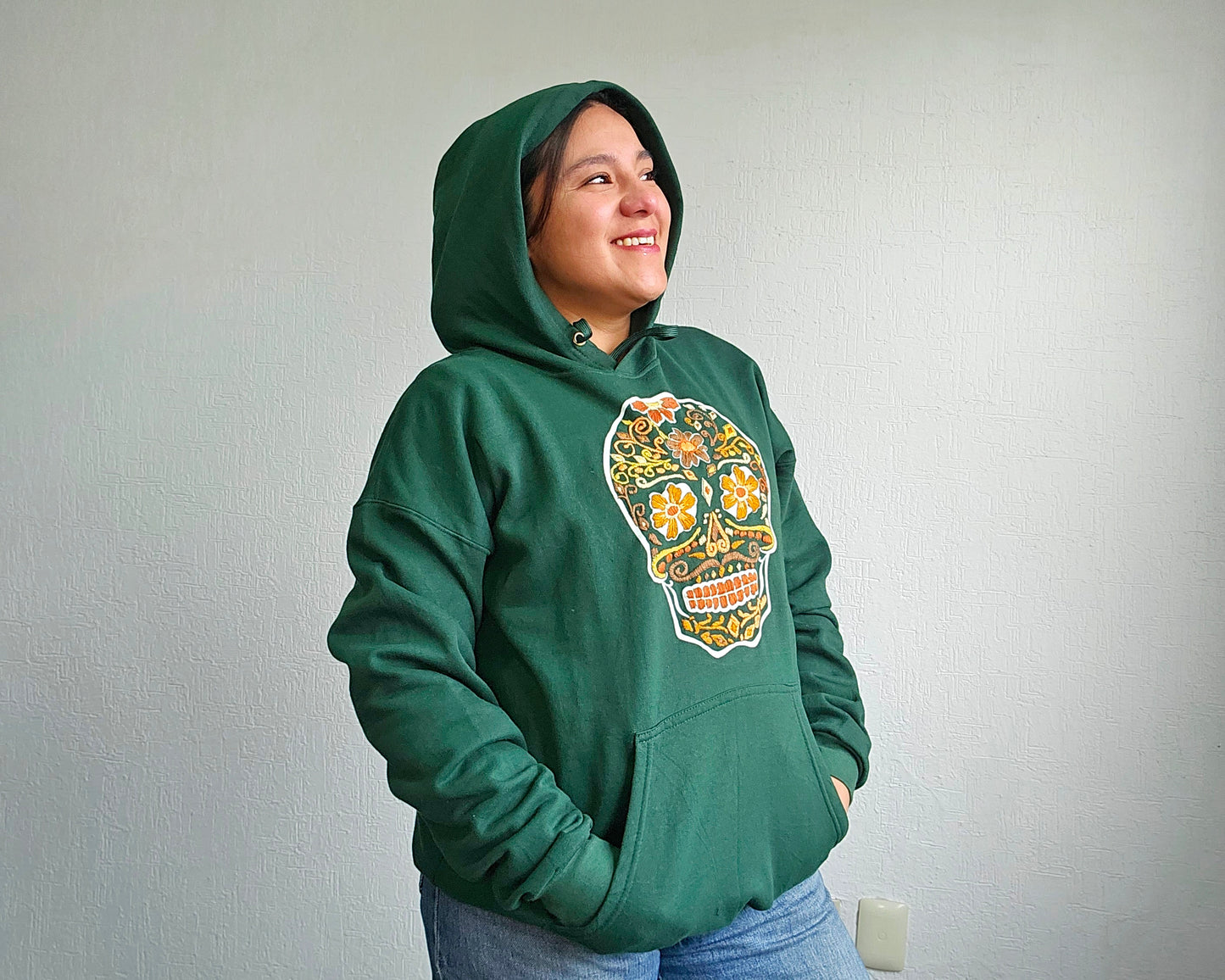 Sudadera 2XL Calavera Verde