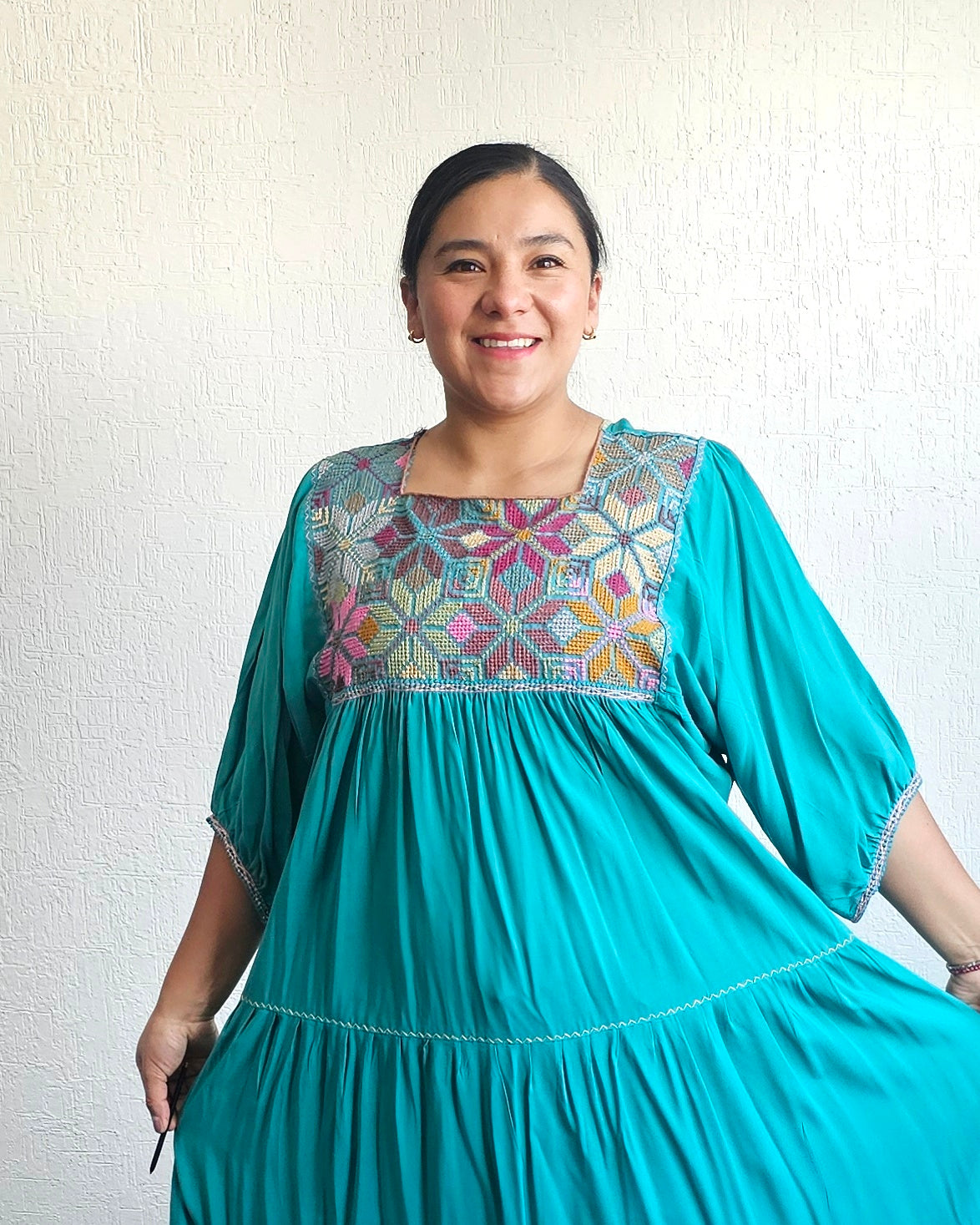 Vestido Maria Flores Turquesa  L / XL