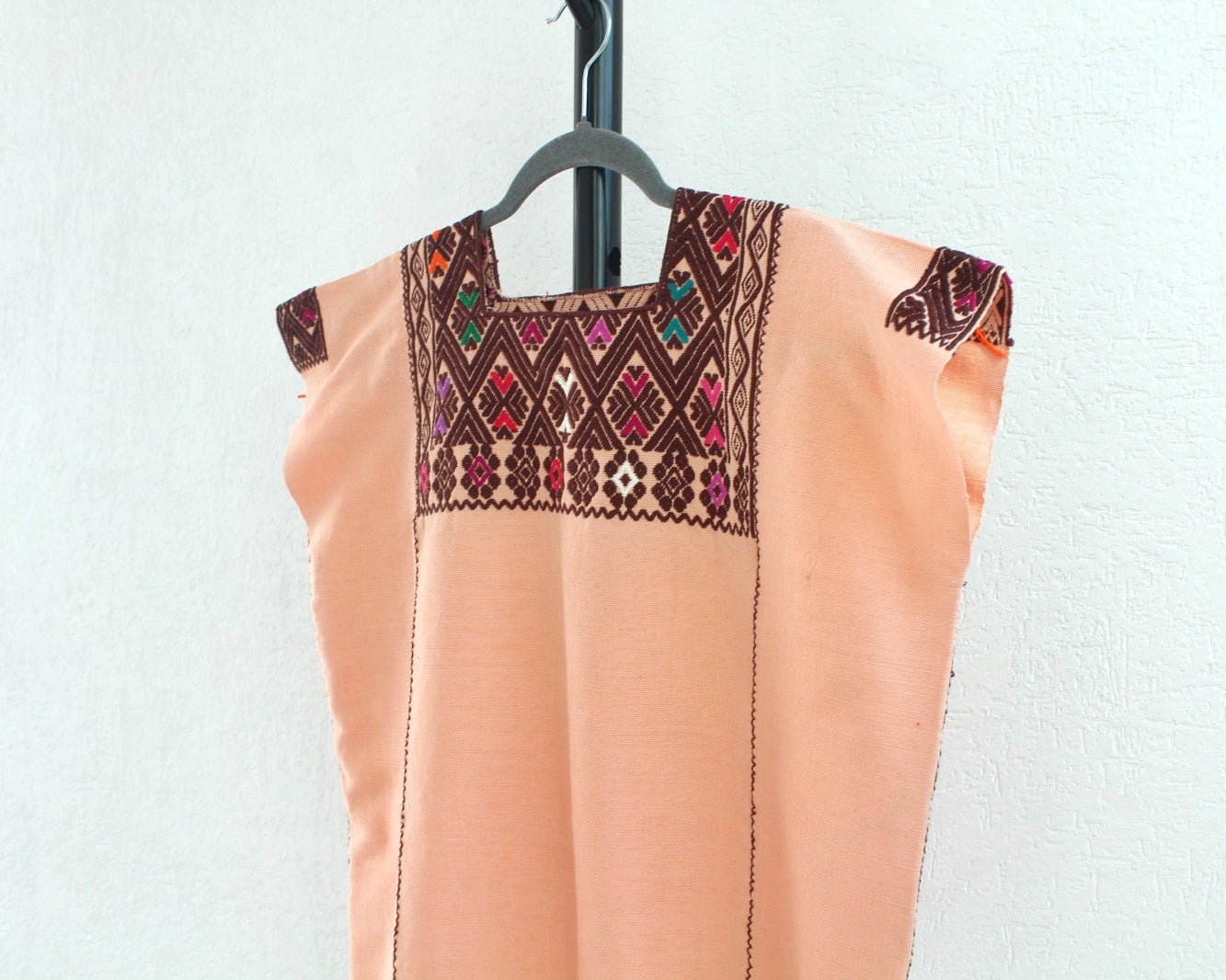 Blusa Huipil Flores Salmon