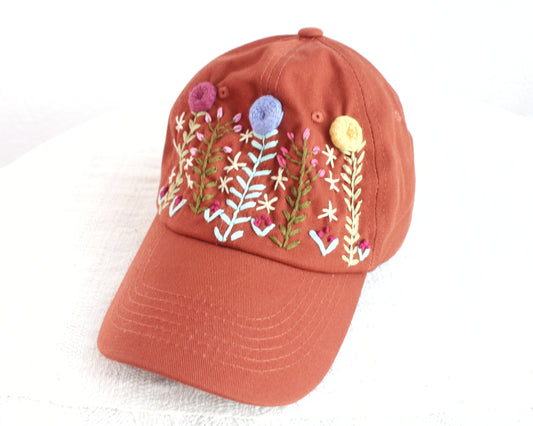 Gorra Flores Marrón
