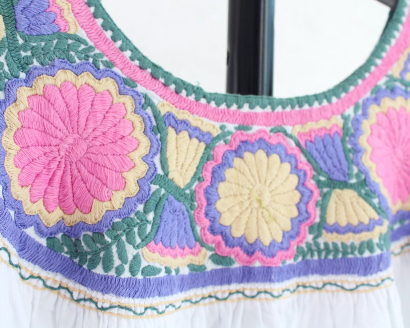 Blusa Aguacatenango Blanco Rosa Verde Lila