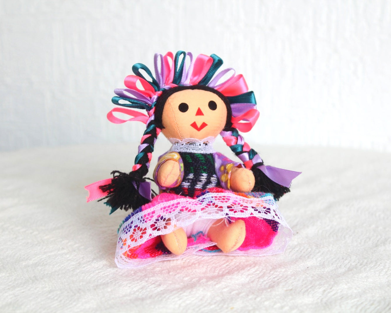 Muñeca Lelé Pequeña Rosa Verde Lila
