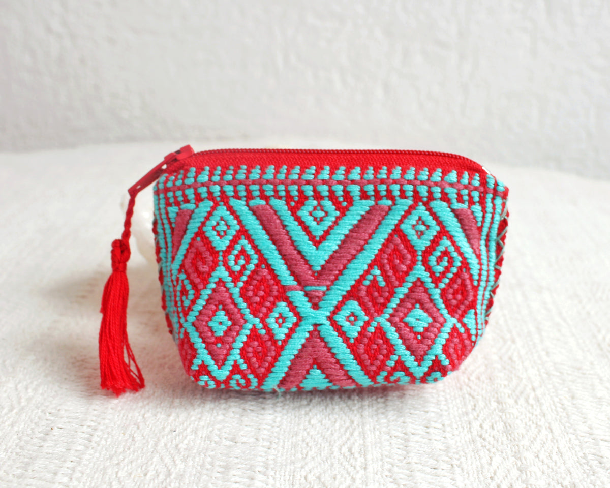 Mini Monedero Cosmos Rojo Turquesa