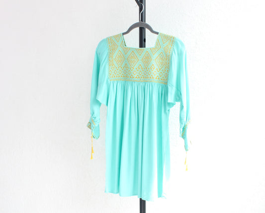 Blusa Elena Turquesa Amarillo Unitalla