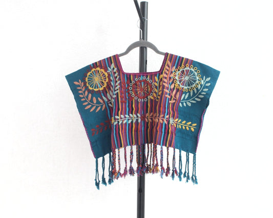 Crop Top Flores Rococo Verde Azulado