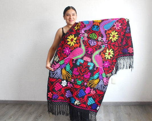 Rebozo Pavoreal Rosa Colores Grande